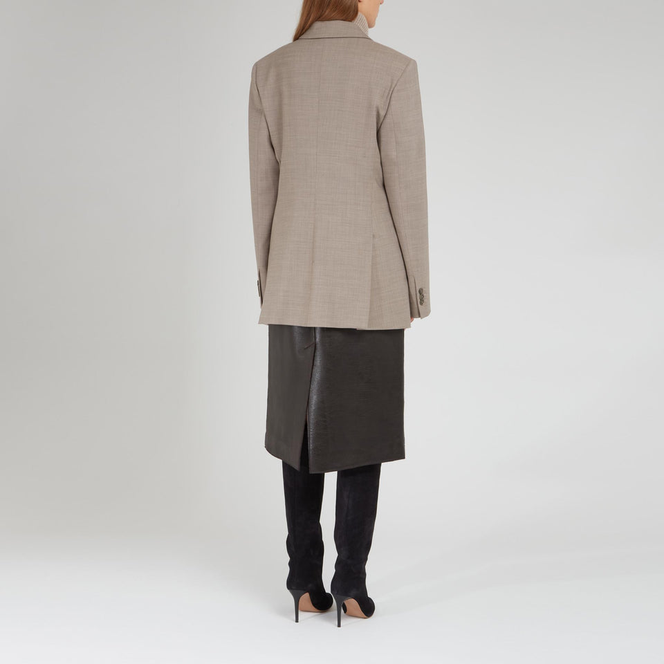 Beige wool double breasted jacket