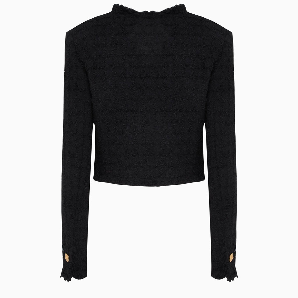 Black Tweed Cardigan Jacket