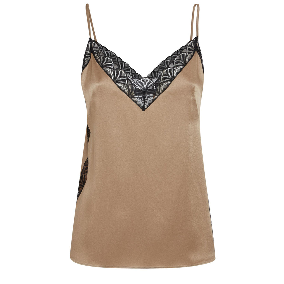 Top in tessuto beige