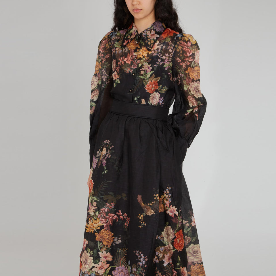 Gonna lunga in seta multicolor