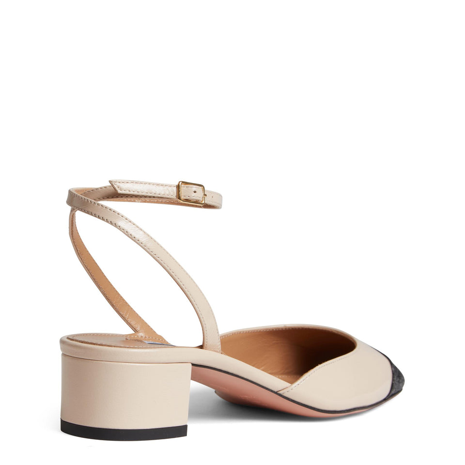 Sandali in pelle beige FRLMIDP0 NGKLNB AQUAZZURA 