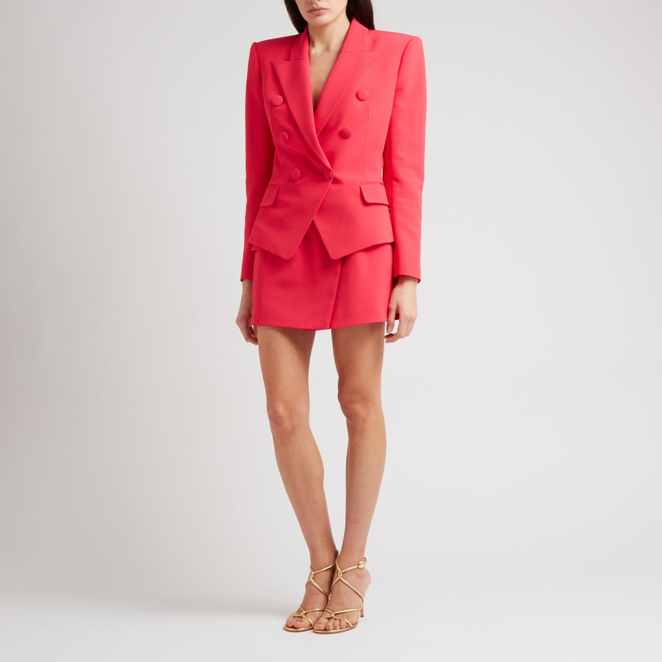 Double-breasted jacket in fuchsia fabric