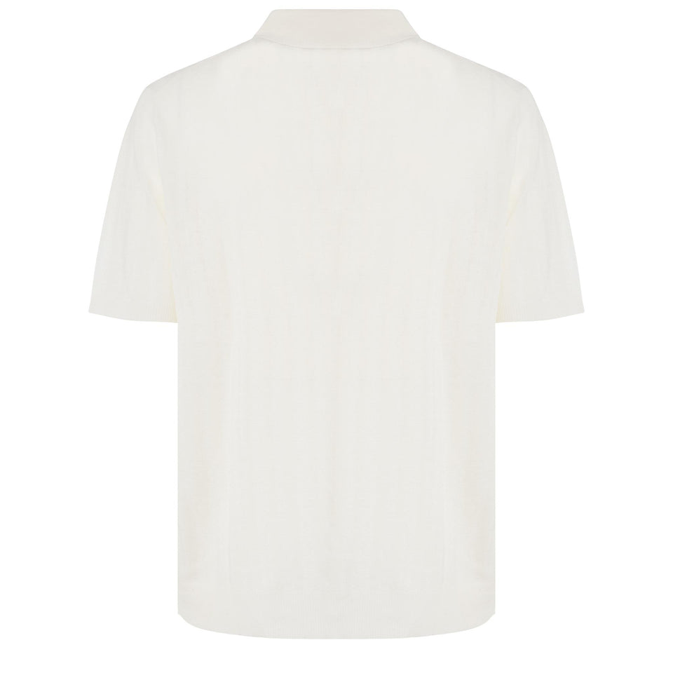 White cashmere and silk polo