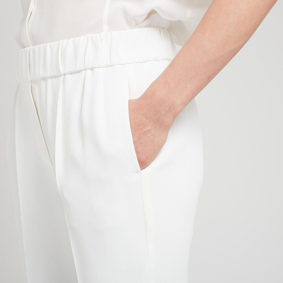 Pantalone in seta bianco MA029P1673 C600 BRUNELLO CUCINELLI 