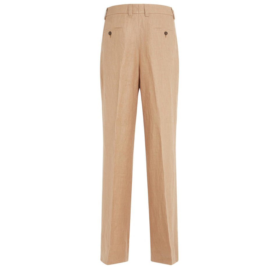 Pantalone in lino beige