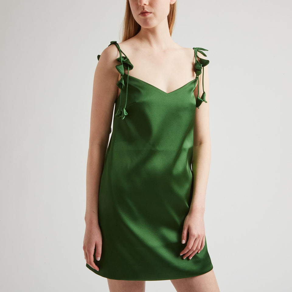 Mini abito in satin verde