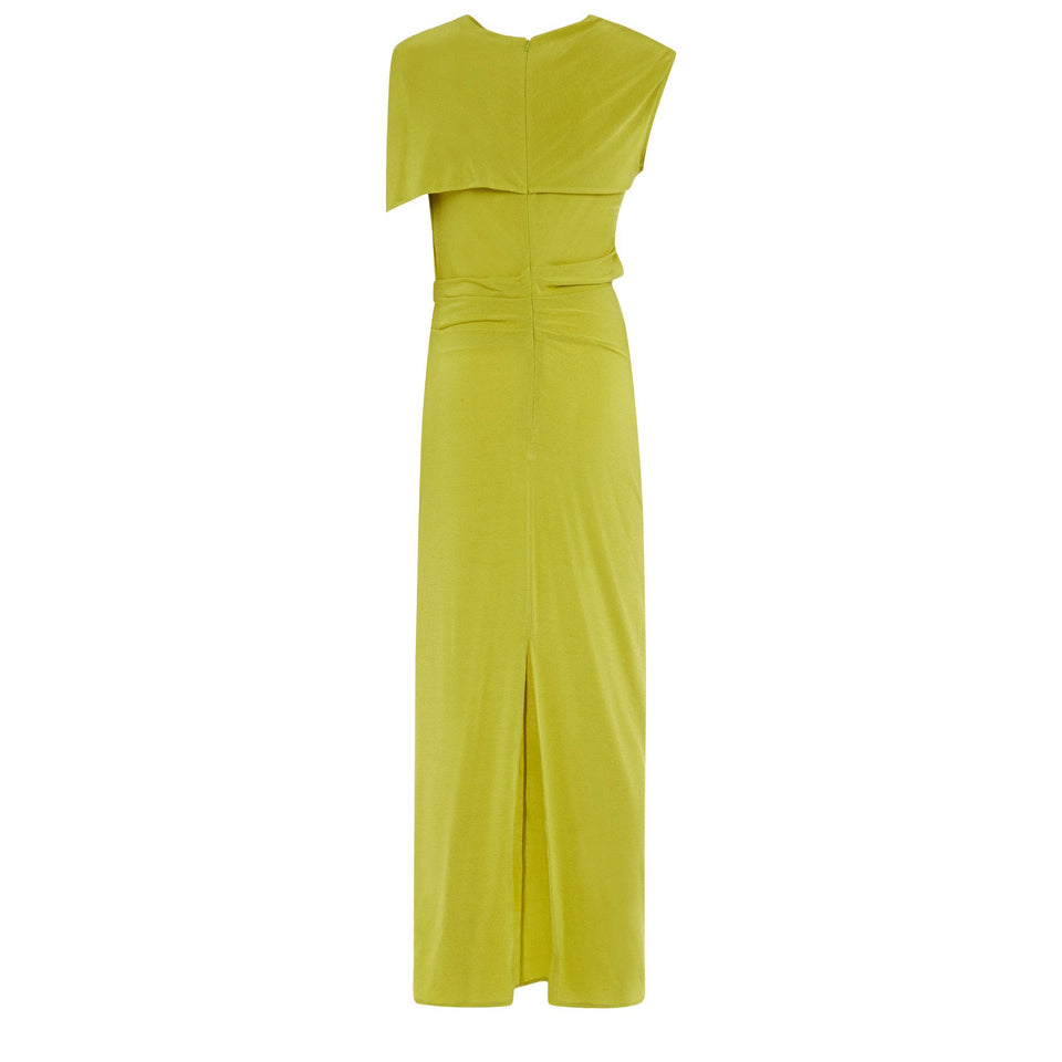 Long dress in green fabric