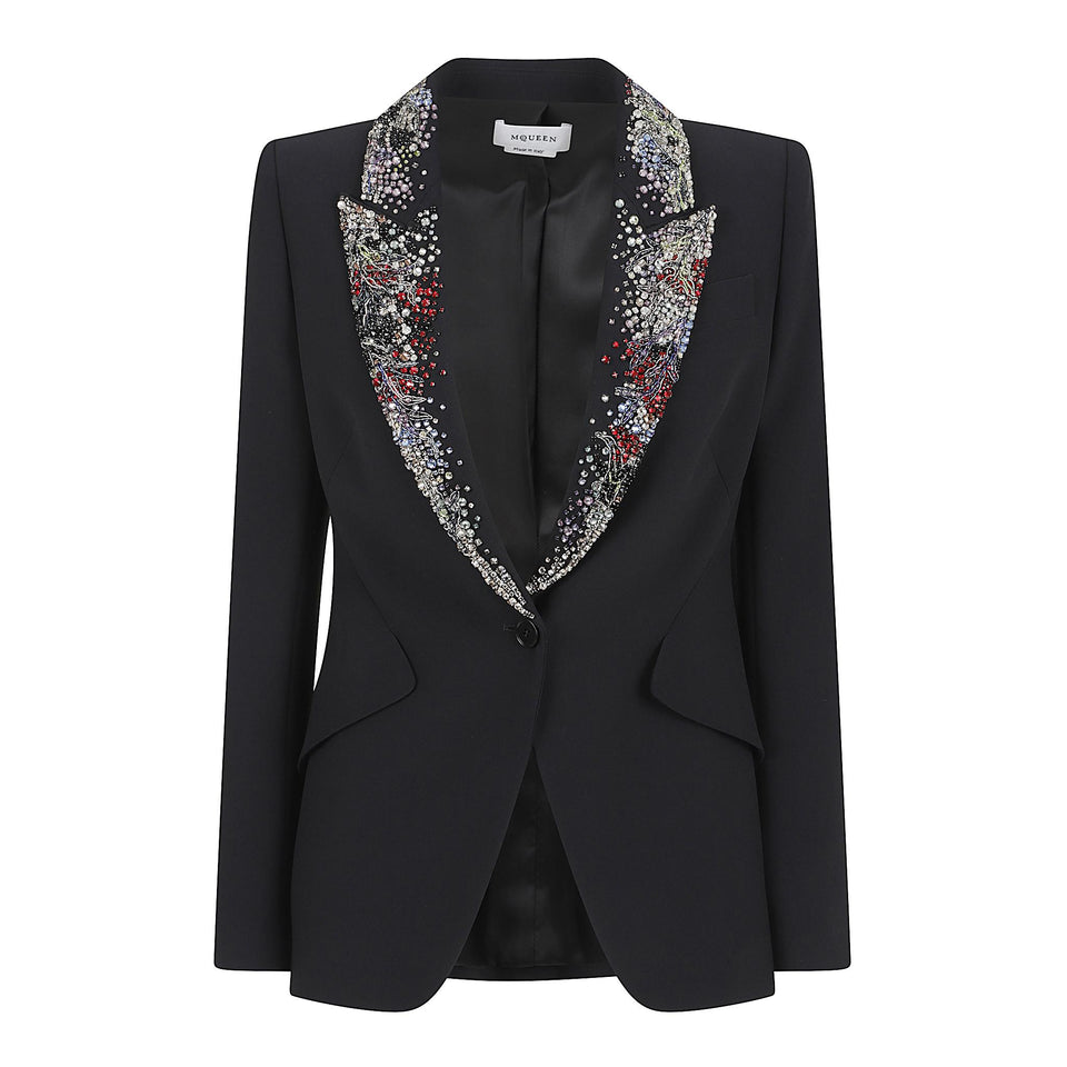 Giacca mono petto in lana grigia 848632 QEAAA1000 ALEXANDER MCQUEEN 