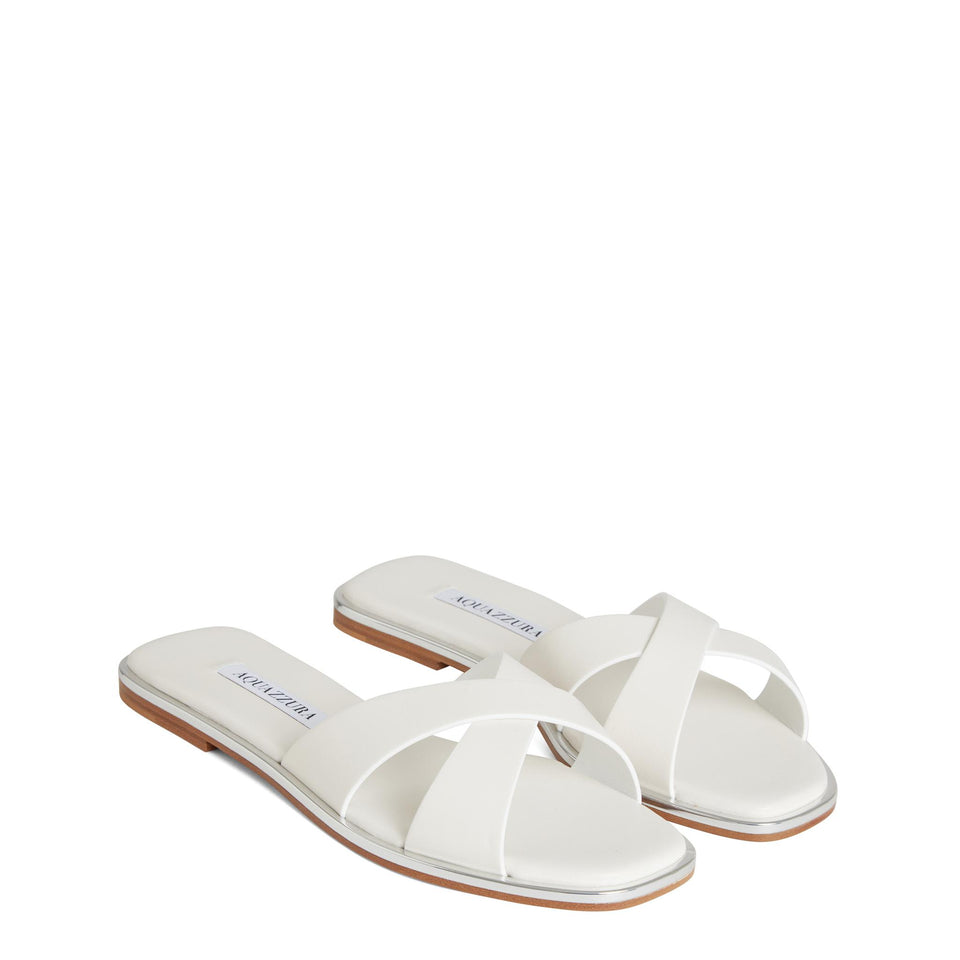 Sandali "Divine" in pelle bianchi DVEFLAS0 NAPFFF AQUAZZURA 