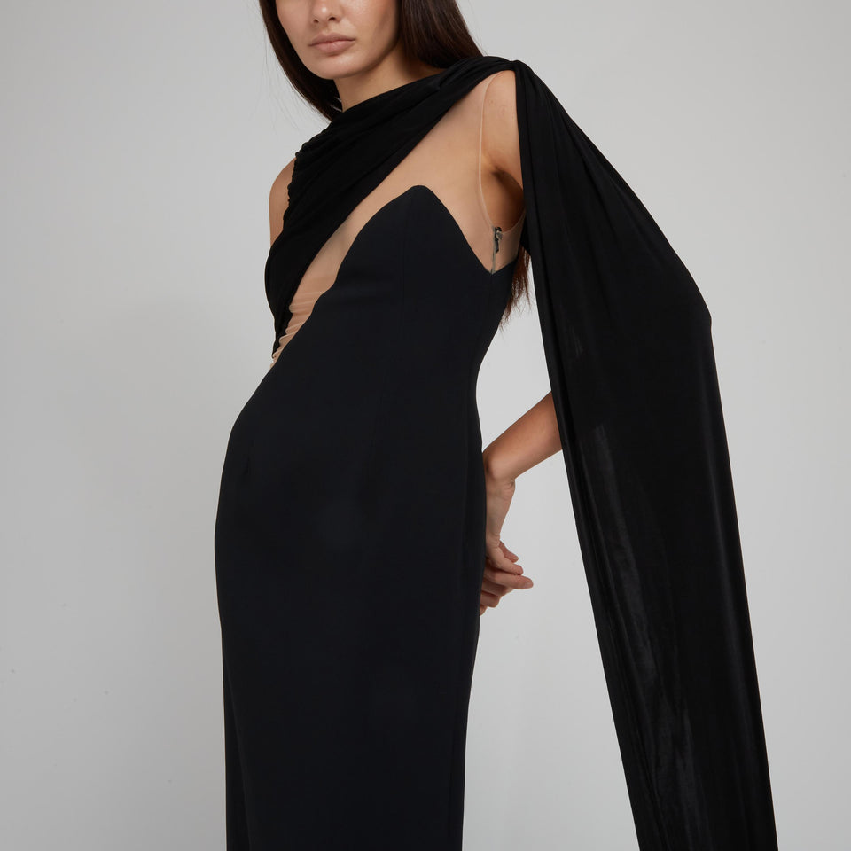 Maxi abito in tessuto nero