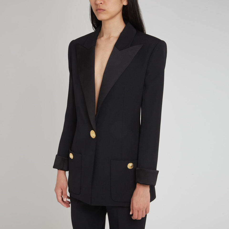 Black Wool Single Breasted Blazer
