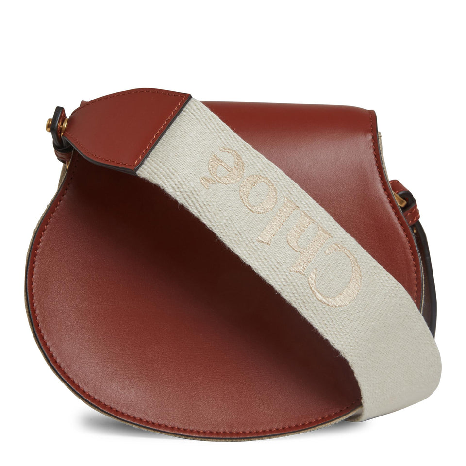 Borsa ''Marcie'' piccola in tessuto e pelle marrone