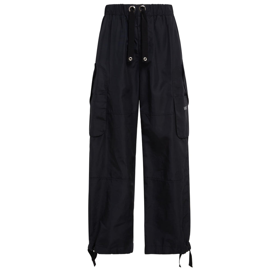 Pantalone cargo in nylon nero