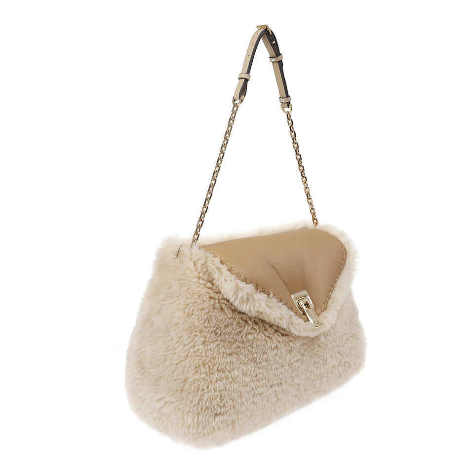 Borsa in sherling bianca D473S700 LQOB4751 ERMANNO SCERVINO 