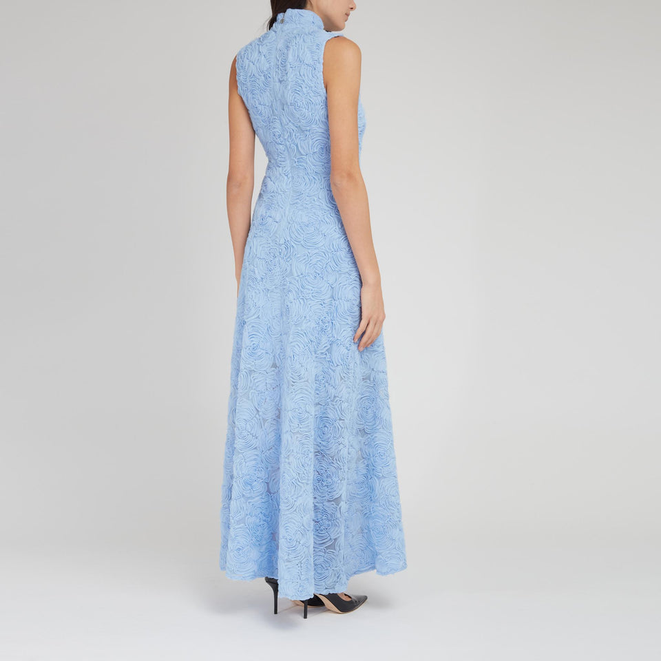 Long dress in light blue fabric
