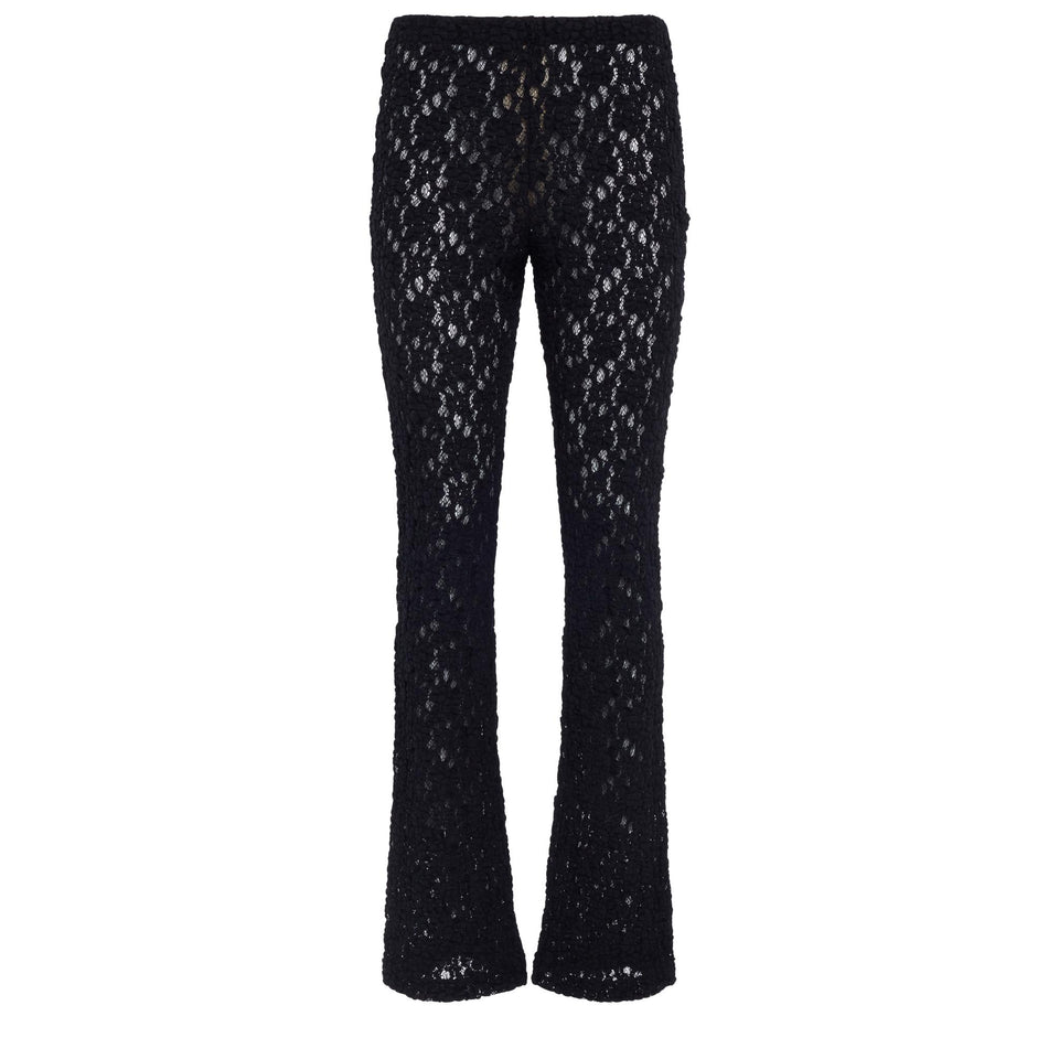 Pantalone svasato in pizzo nero