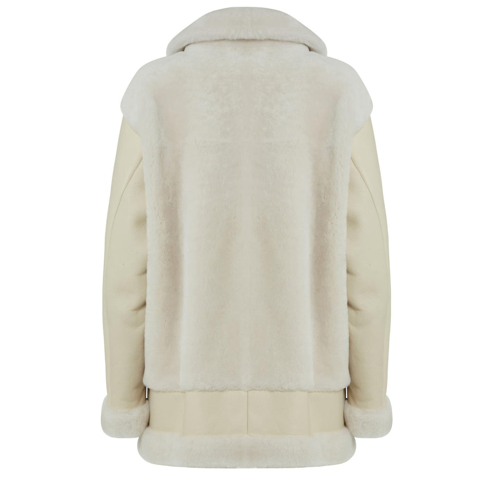 Montone in shearling bianco