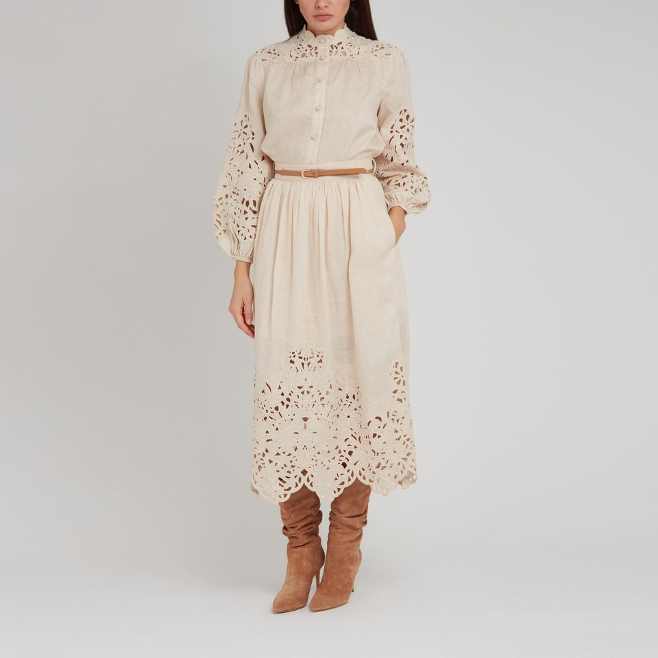 Maxi abito ''Wylie'' in lino bianco