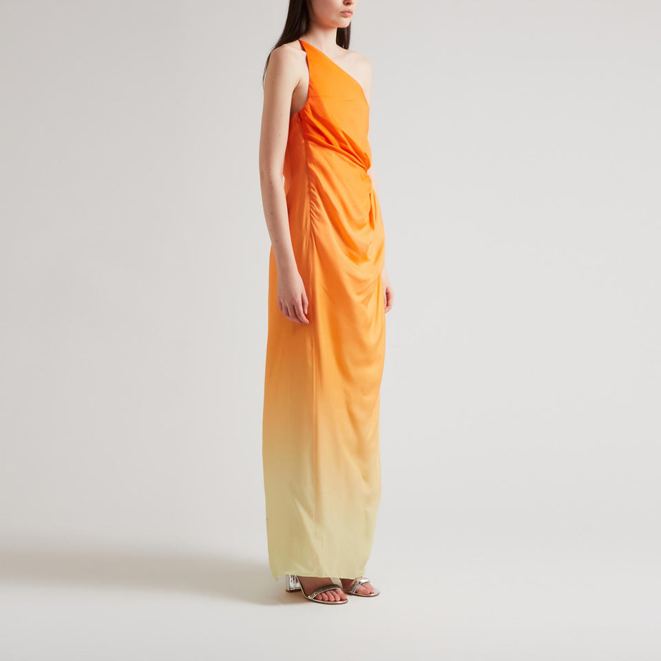 Abito mono spalla in tessuto arancione