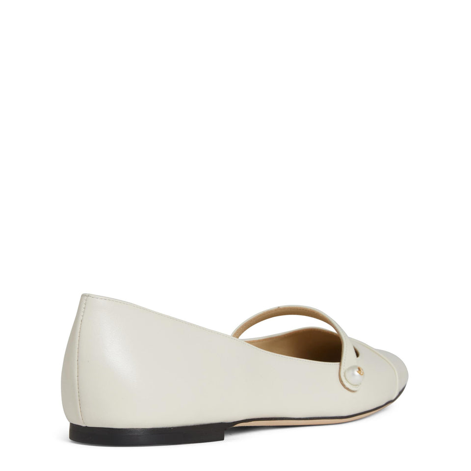 Ballerina "Elisa flat" in pelle bianca ELISA FLAT PTZLATTE/LATTE JIMMY CHOO 