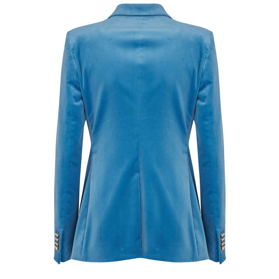 Giacca doppio petto ''J-Parigi'' in velluto azzurra
