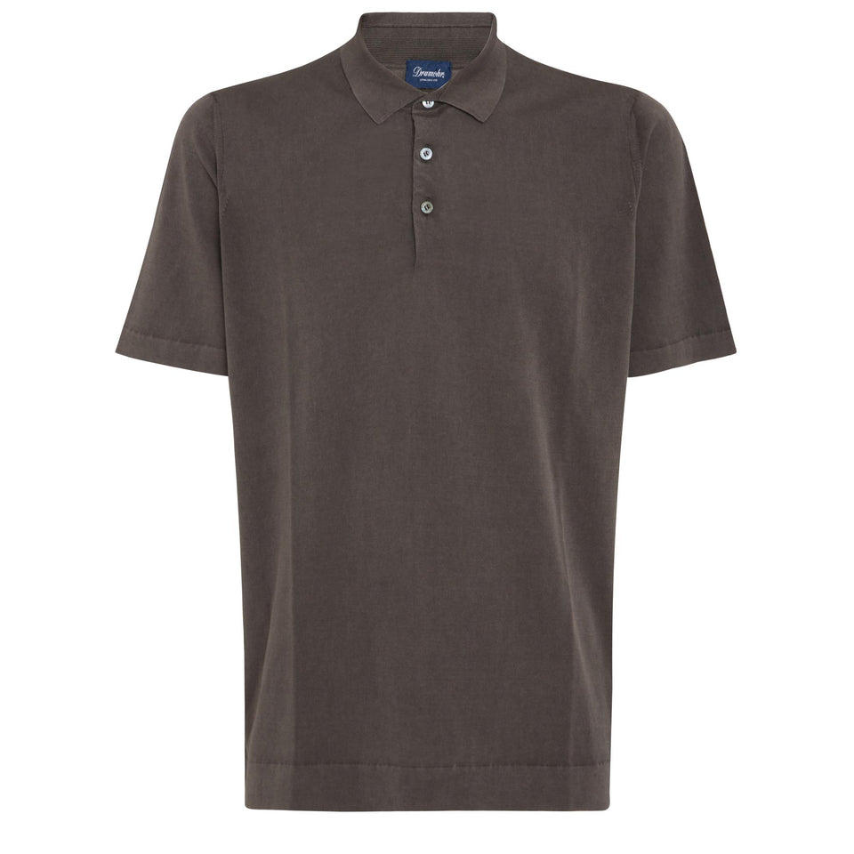 Gray cotton polo shirt