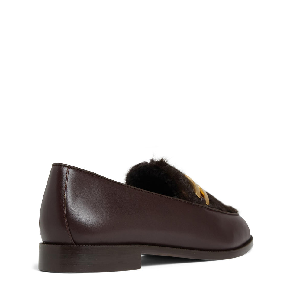 Mocassino in pelle marrone BDHFLAM0 CSICACAO/ESPRESSO AQUAZZURA 