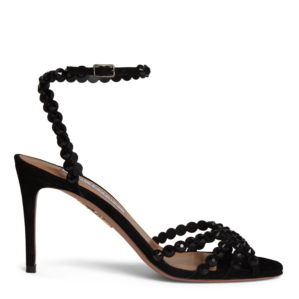 Sandali "Tequila" in suede neri TQLMIDS0 SUEBLACK/JET AQUAZZURA 