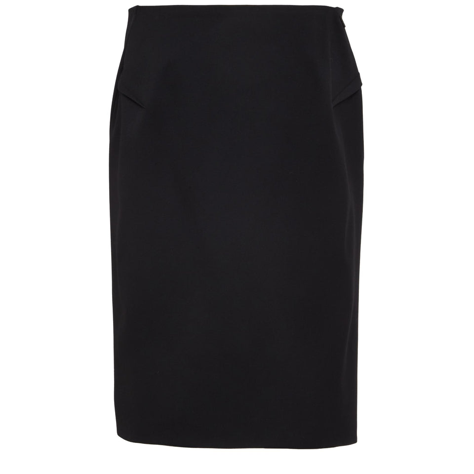 Black wool midi skirt