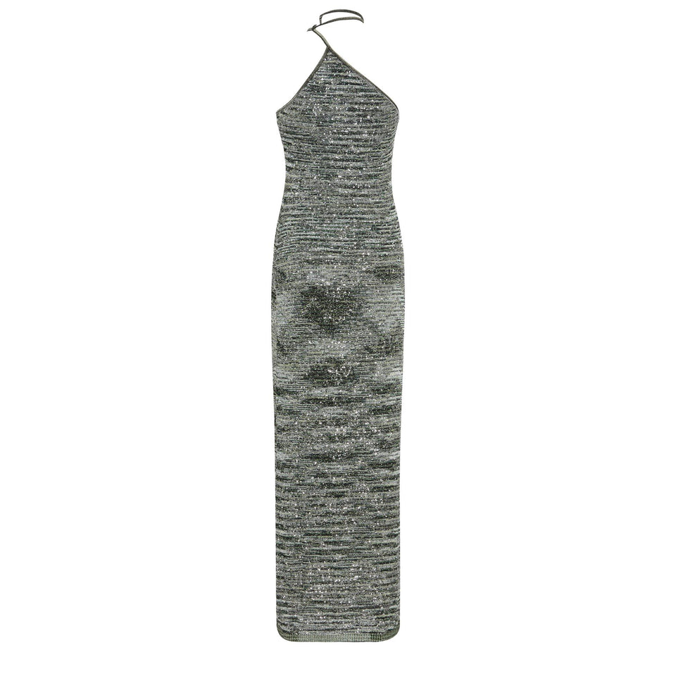 Abito lungo in tessuto verde