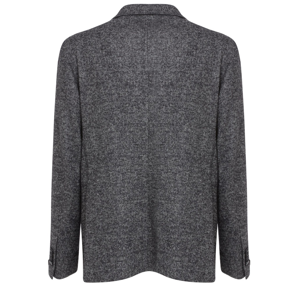 Blazer mono petto in lana grigio