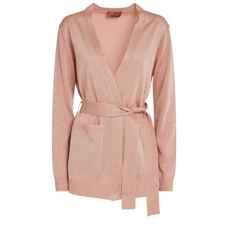 Cardigan in tessuto rosa
