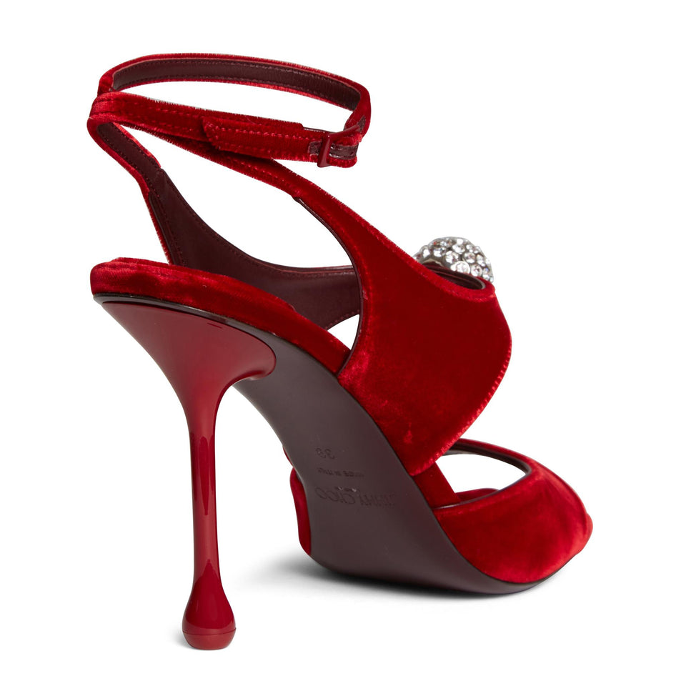 Sandalo "Orb" 95 in velluto rosso ORB95 IQBRED JIMMY CHOO 