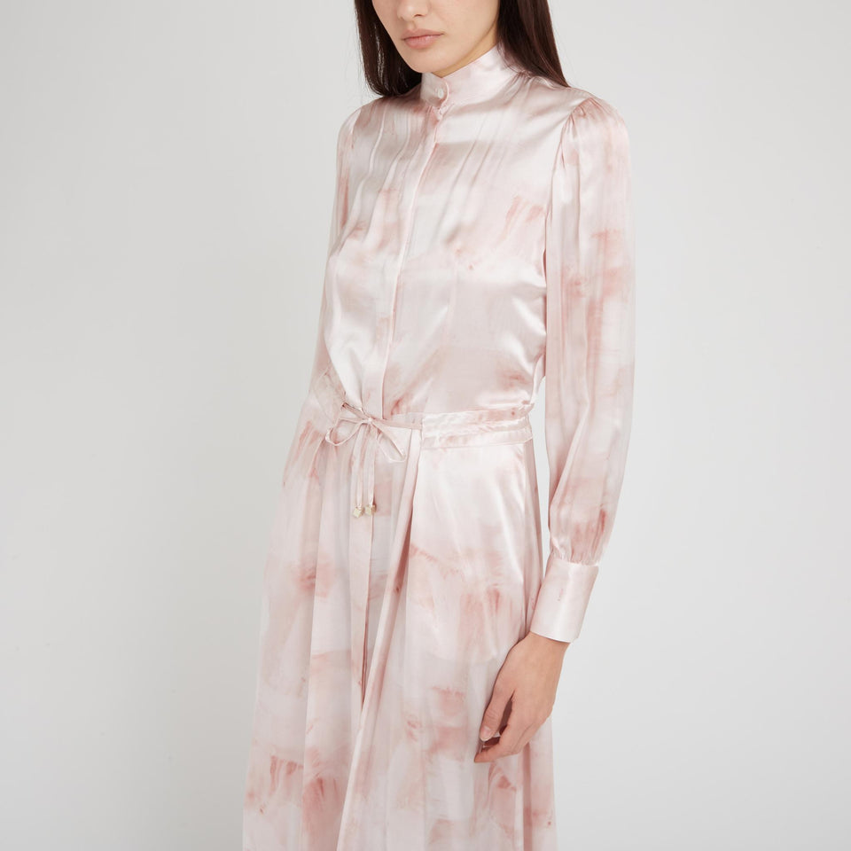 Long pink silk dress