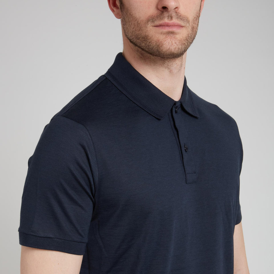 Blue silk polo shirt