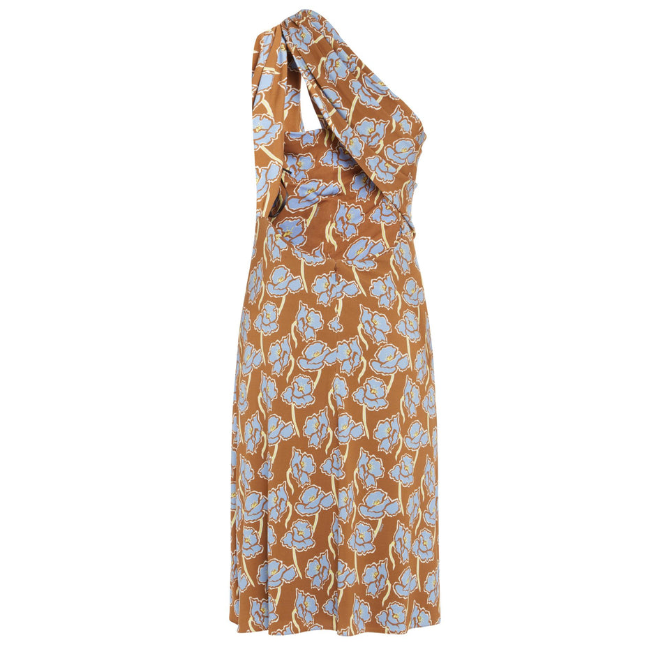 One shoulder dress in multicolor fabric