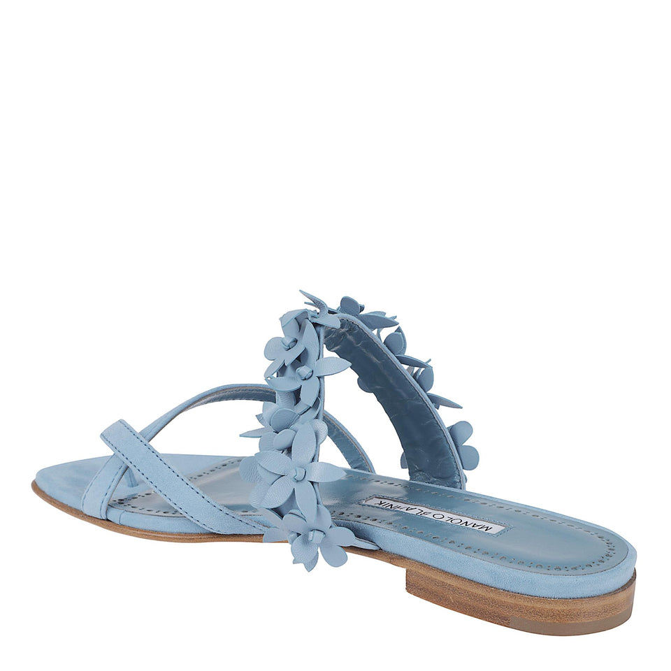 Sandalo "Fiosa" in pelle azzurro 225-1765 MBLU MANOLO BLAHNIK 