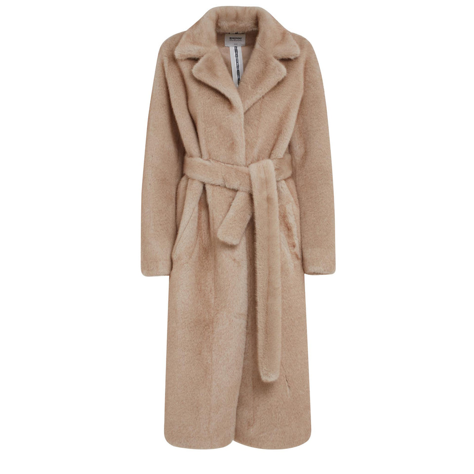Cappotto in eco pelliccia beige