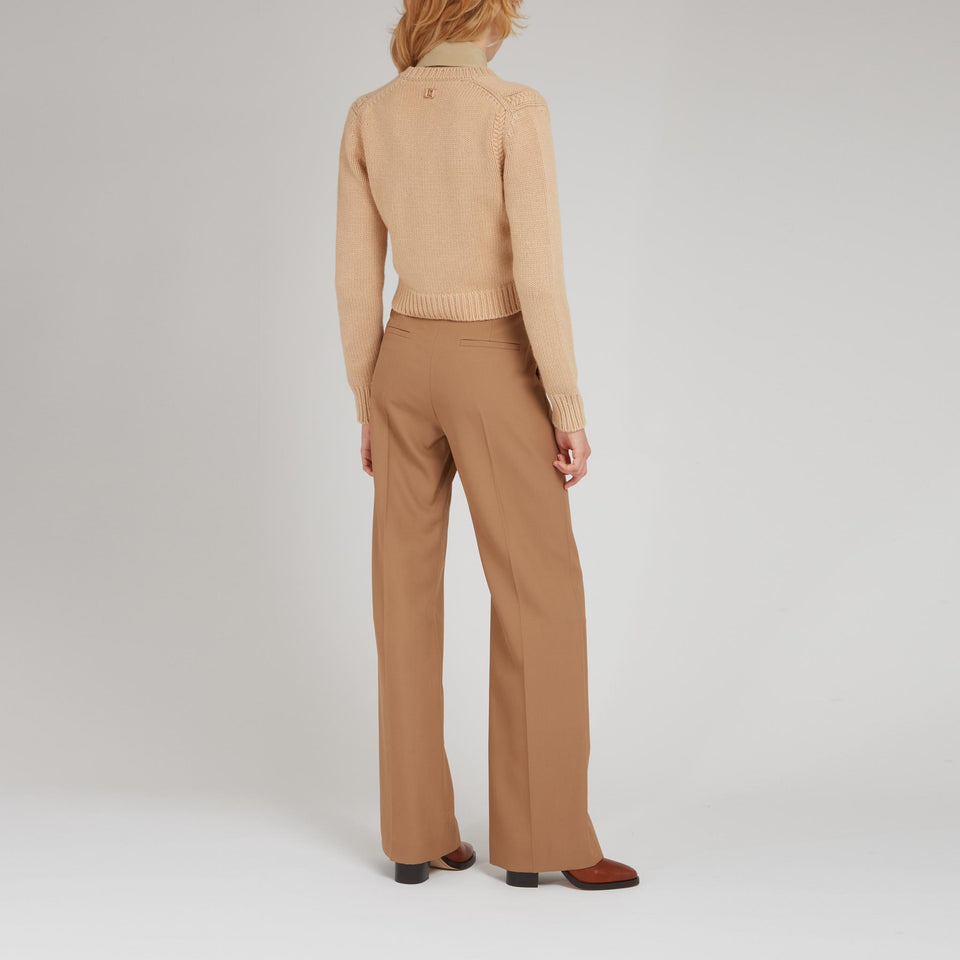 Cardigan crop in cotone beige