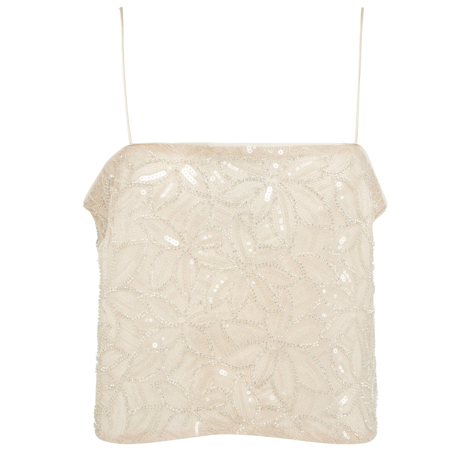 Top "Bigsiana" in tessuto bianco