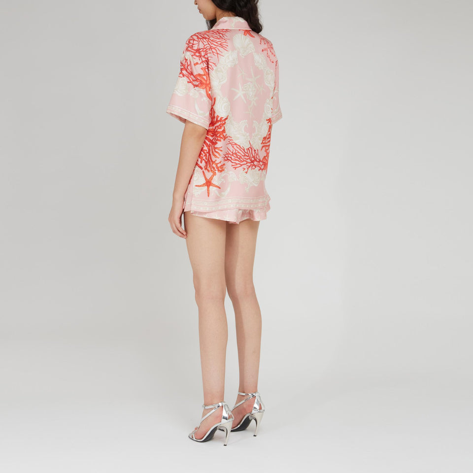 ''Barocco Sea'' shirt in pink silk