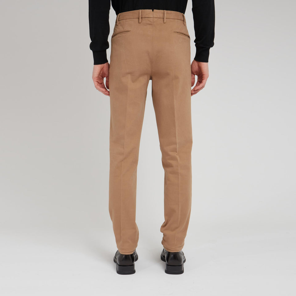 Pantalone slim in cotone beige