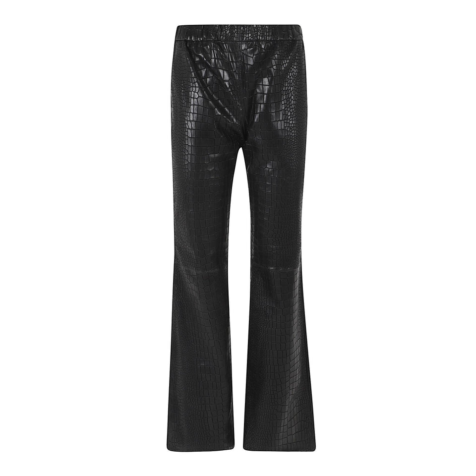 Pantalone svasato in pelle nero RELAXFLARE CROCOBLACK ENES 