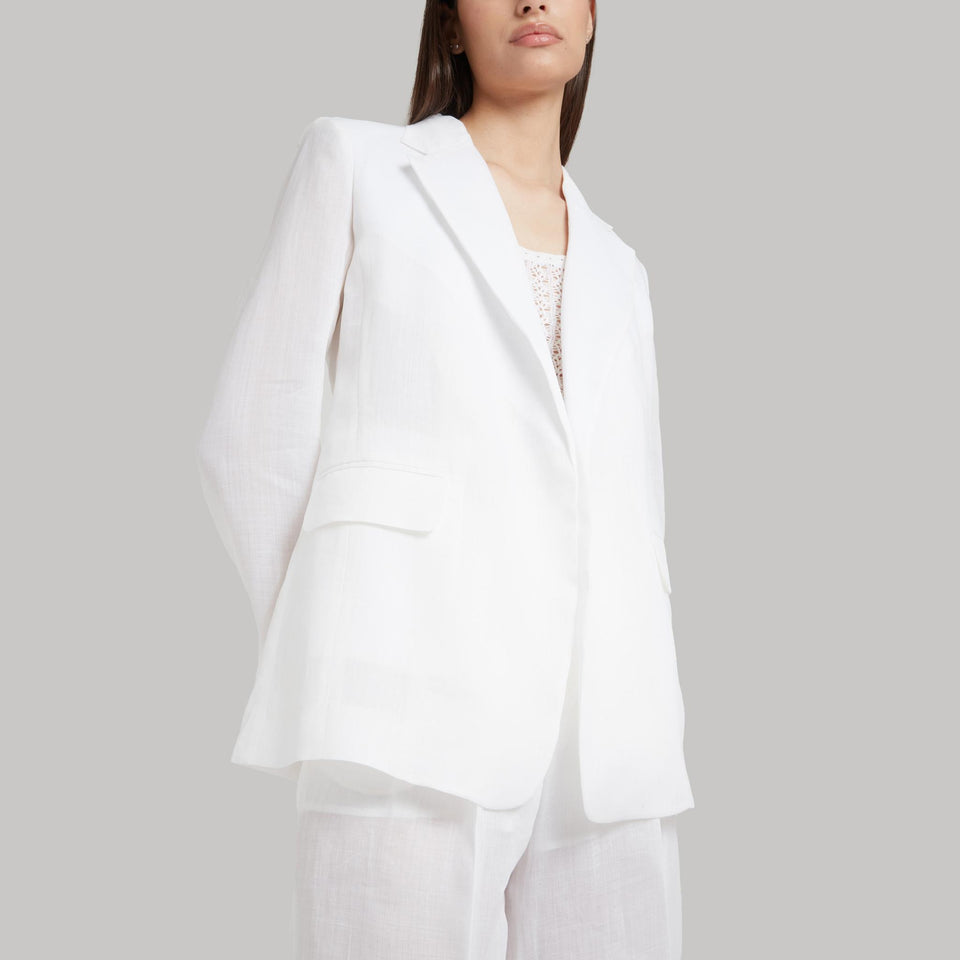 Giacca mono petto in tessuto bianca