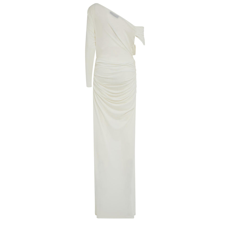 Abito mono spalla in tessuto bianco
