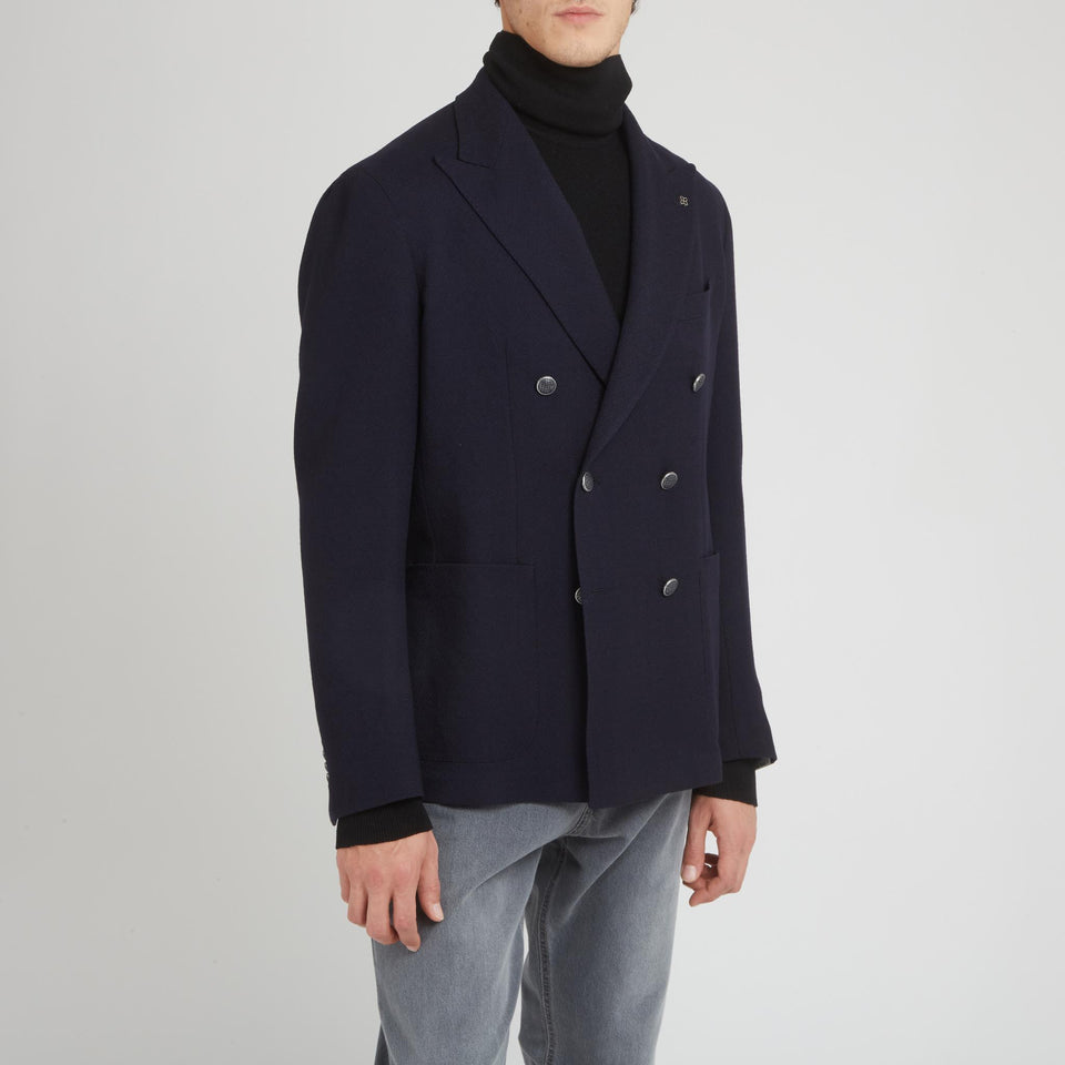 Blue Wool Double Breasted Blazer