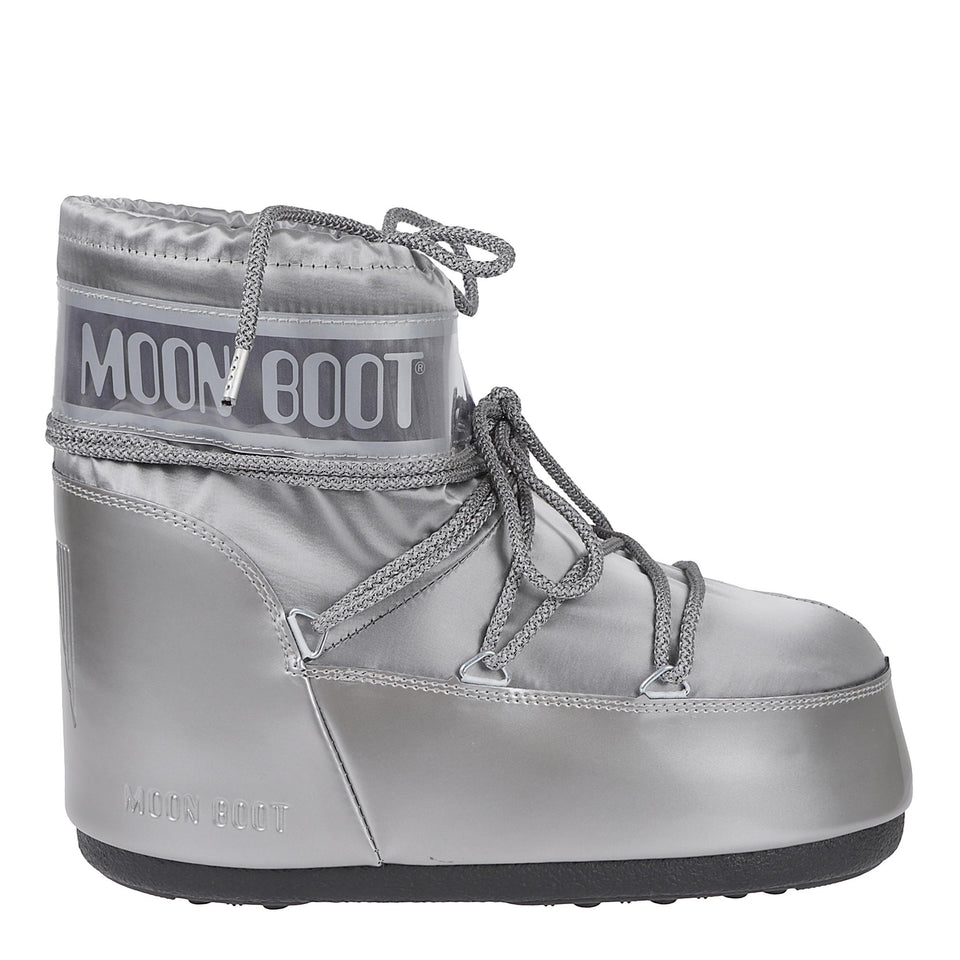 Moon Boot "Icon Low" in nylon argento D1409350 H001SILVER MOON BOOT 
