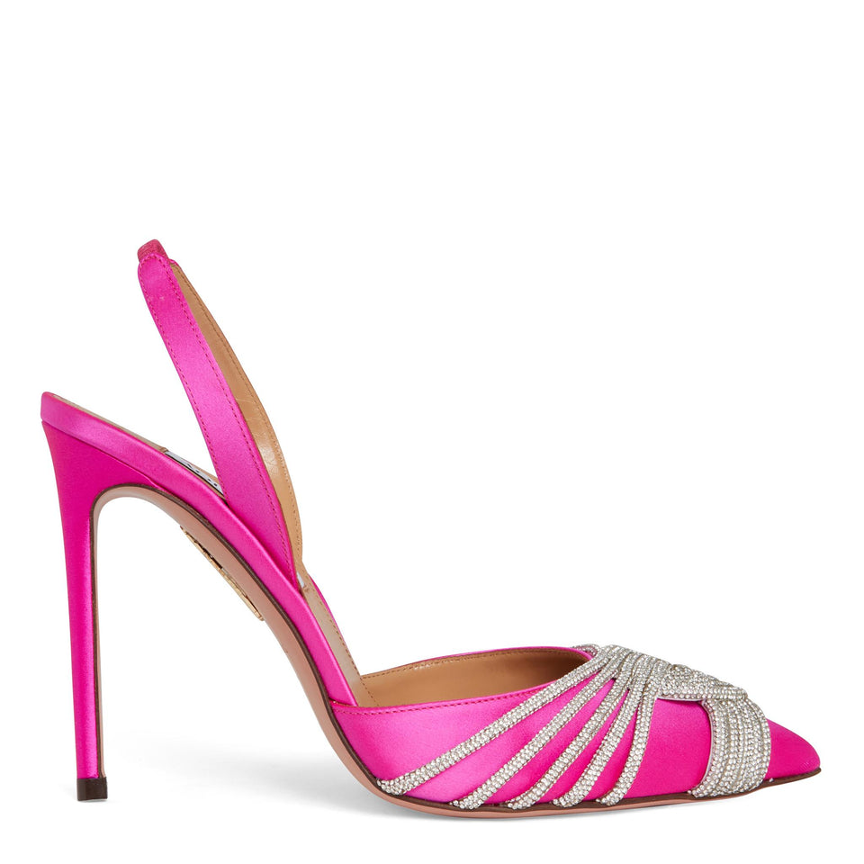 Sandali ''Gatsby Sling Satin'' in raso fuxia GASHIGL0 SATEXO AQUAZZURA 