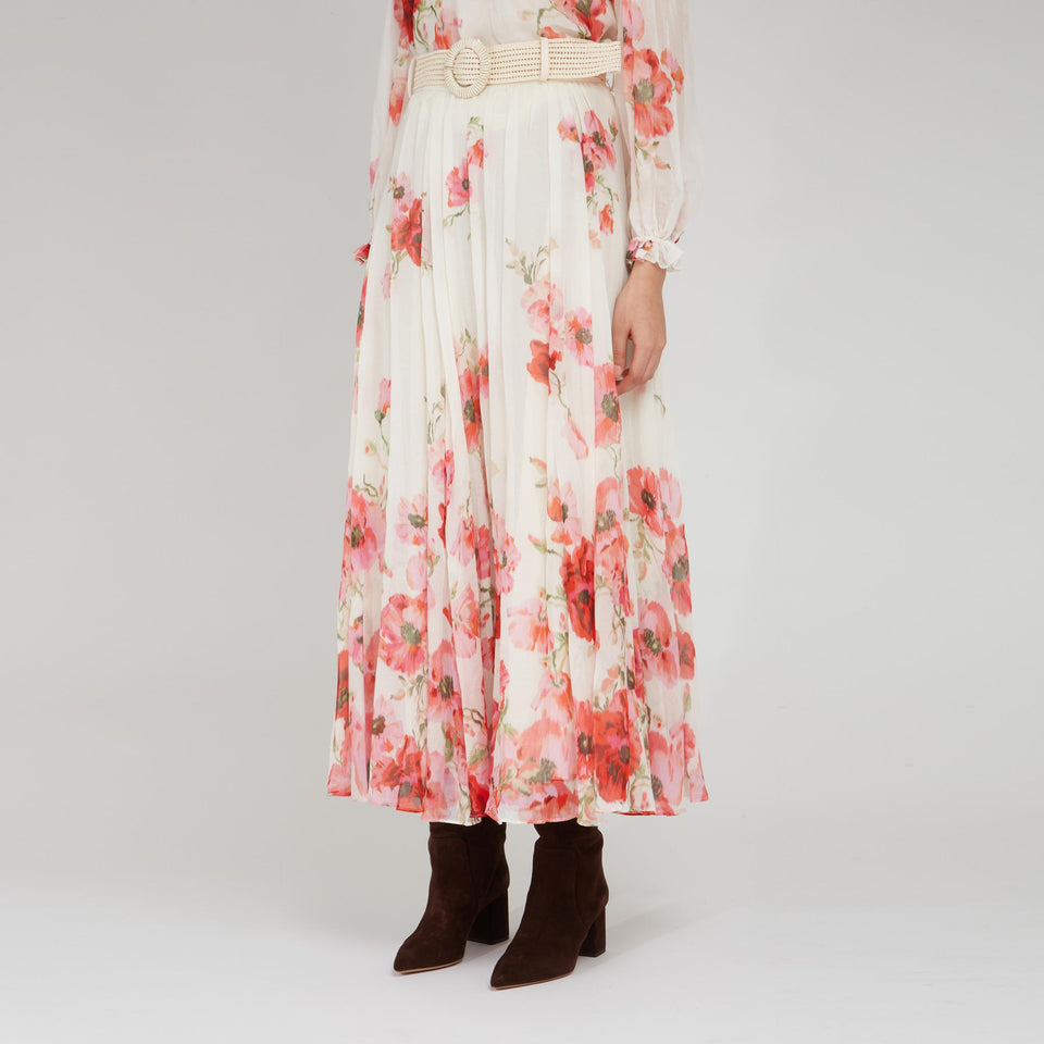 Gonna lunga in cotone e seta multicolor