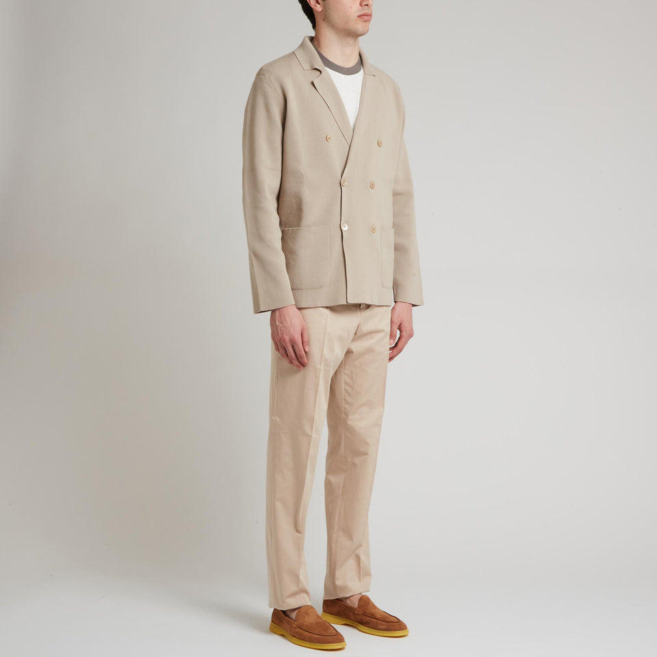 Beige cotton double breasted jacket